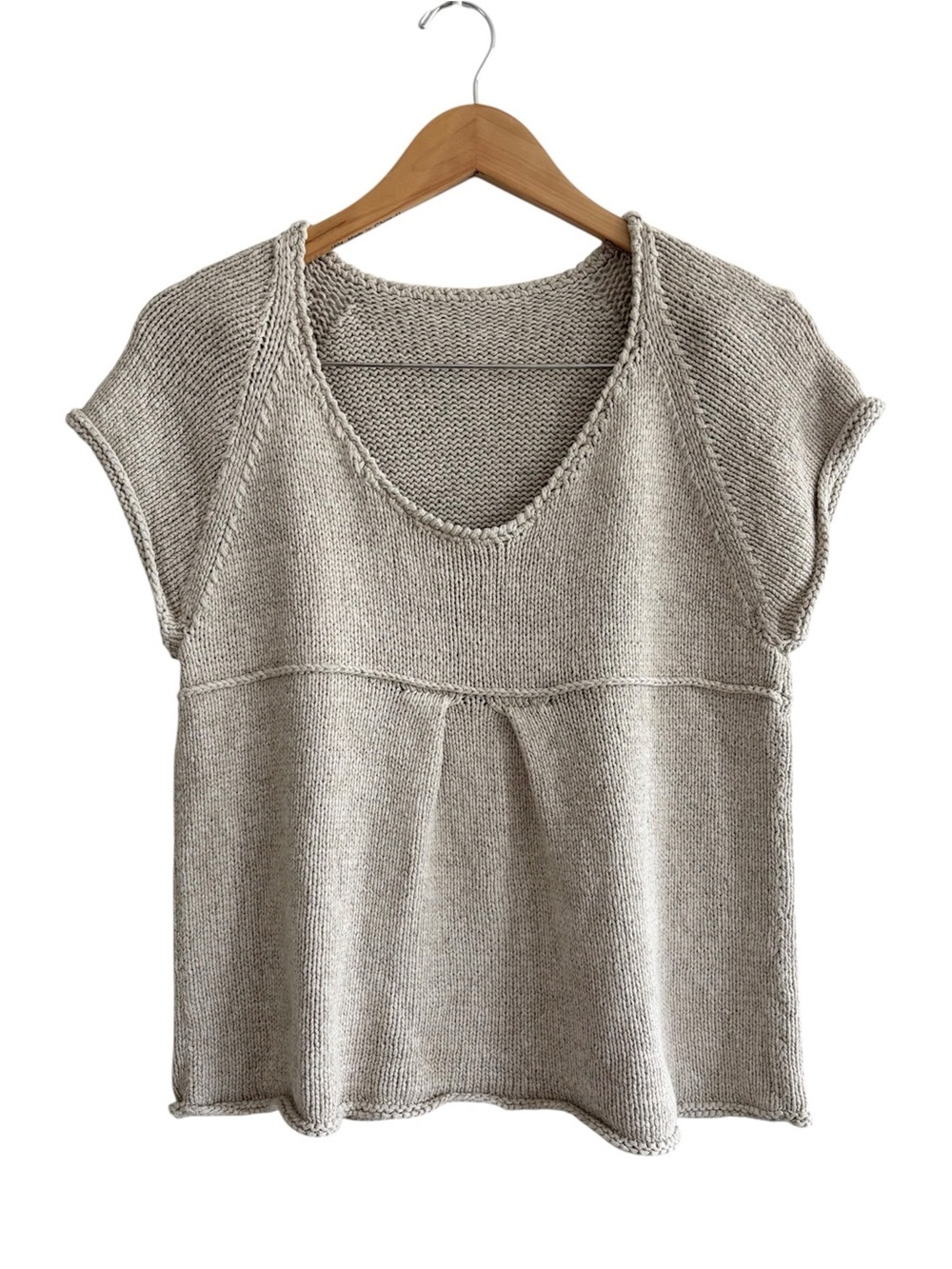 Neutral Knit Short Sleeve Sweater Scoop Neck Top